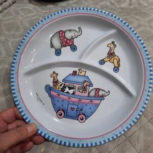 Vtg 90s Noah's Ark divided dish plate Melamine Ware